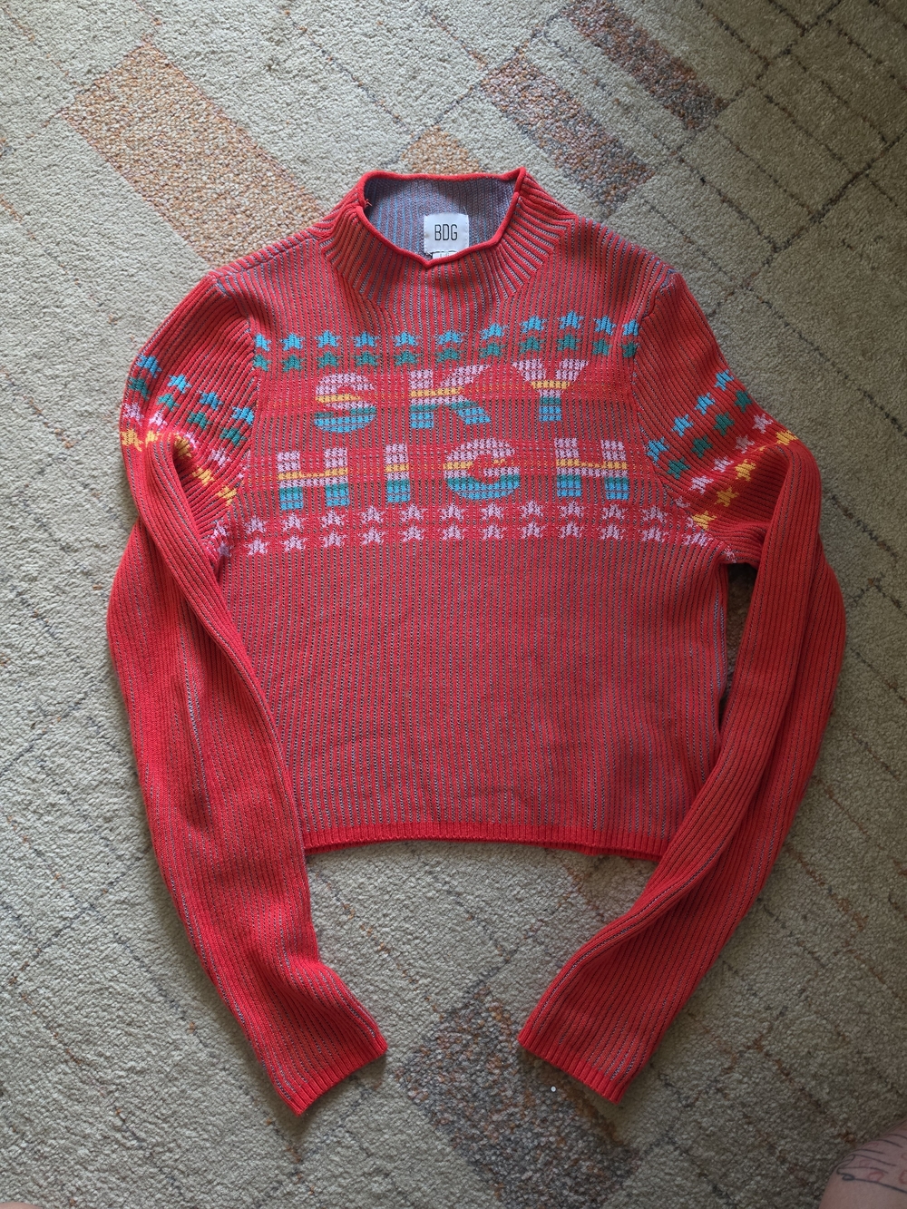 BDG Urban Outfitters Cropped Ski Wish Mock Neck Sweater Size L/XL